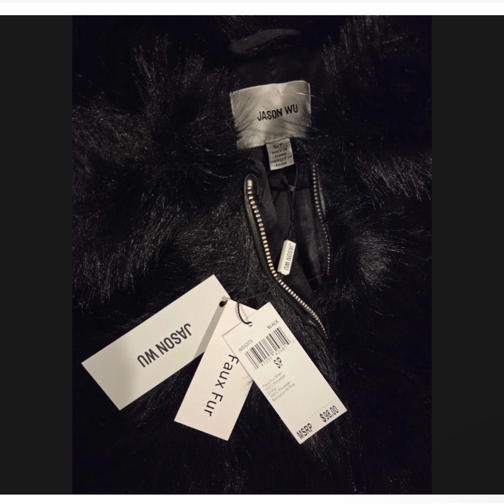 Jason Wu Elegant Black Faux Fur Coat - Picture 2 of 3